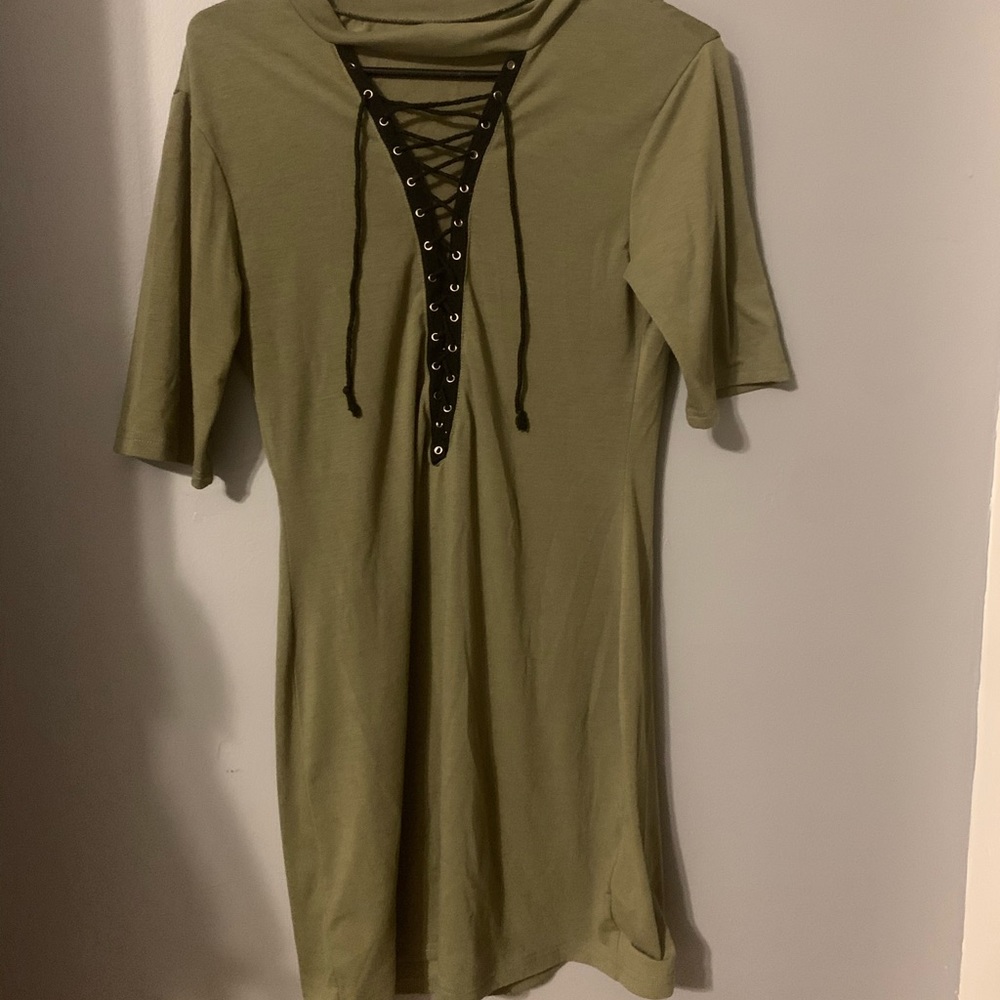 Olive Green T-shirt Dress